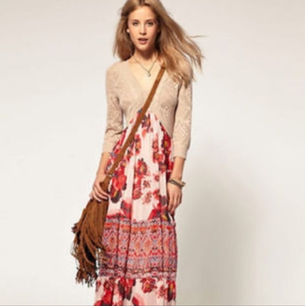 Free People Ethnic Rose Floral Print Maxi Dress